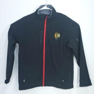 Chicago Blackhawks Jacket Mens L Black Embroidered Full Zip L/S Logo NHL Hockey
